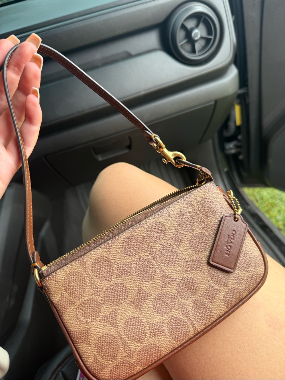 Coach Tan/Brown Signature Mini Wristlet